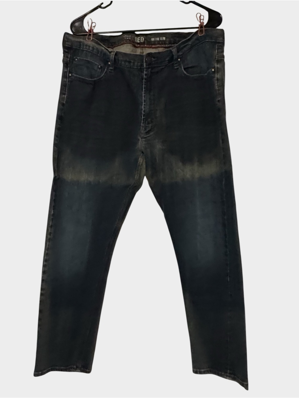 Wrangler RED Vintage Slim Men’s Jeans 38x30 Dark Wash Stretch Denim